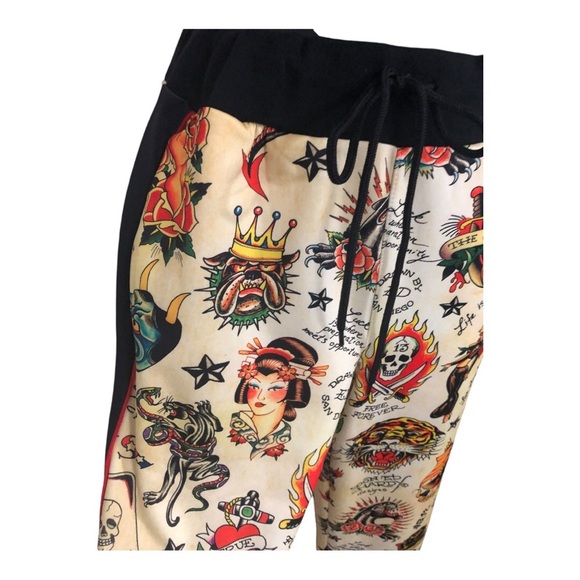 Ed Hardy Y2K throwback iconic Ed Hardy graphic print multi Track Pants size S - Picture 9 of 13